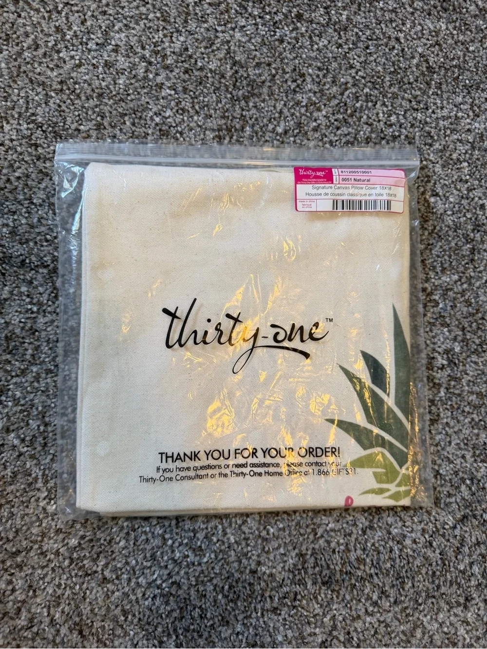 Thirty-One Signature Canvas Pillow Cover